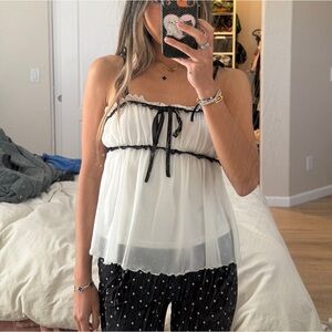 Chiffon Babydoll Top with ribbon and bows